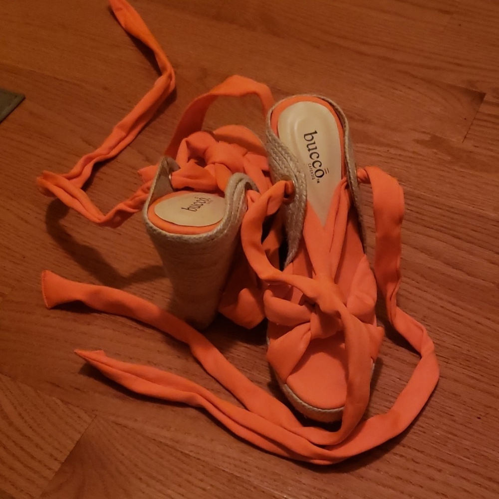 Orange Espadrilles Wedge Sandal